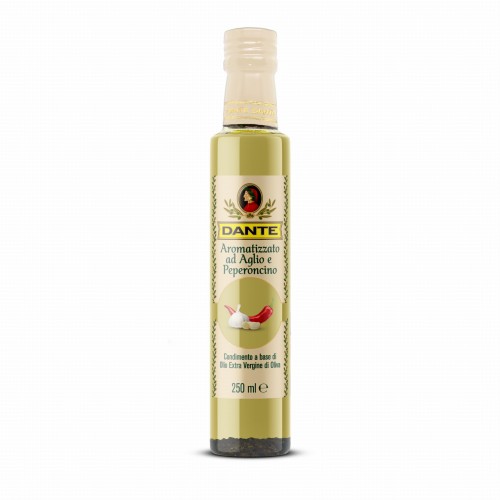 Przejdź do produktu PEPERONCINO (CHILI) / CZOSNEK OLIWA Z OLIWEK EXTRA VIRGIN DANTE 250 ml