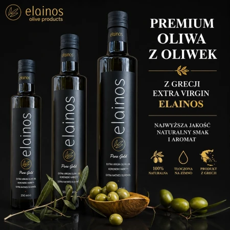 Oliwa z Oliwek Grecka Extra Virgin Elainos Pure Gold butelka 750 ml